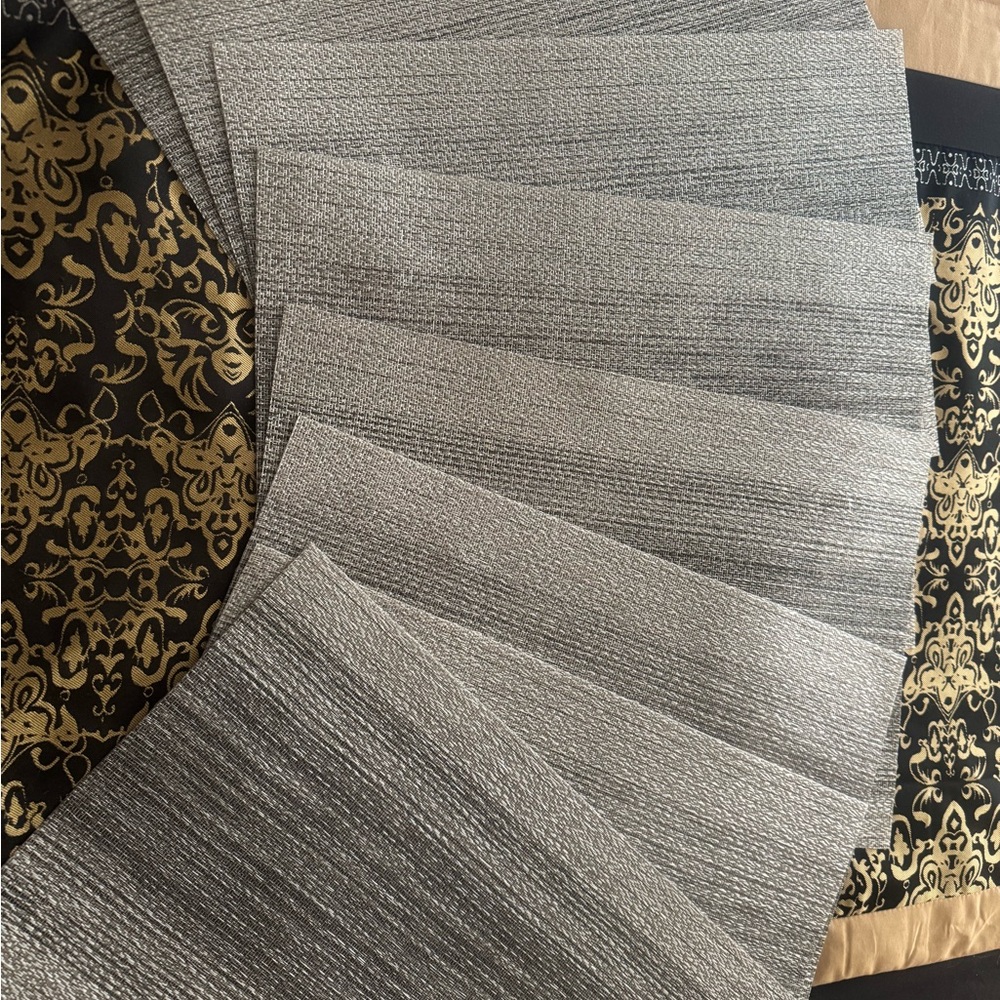 Elegant Silverish/Dark to Light Gray Colored Table Placement Mats